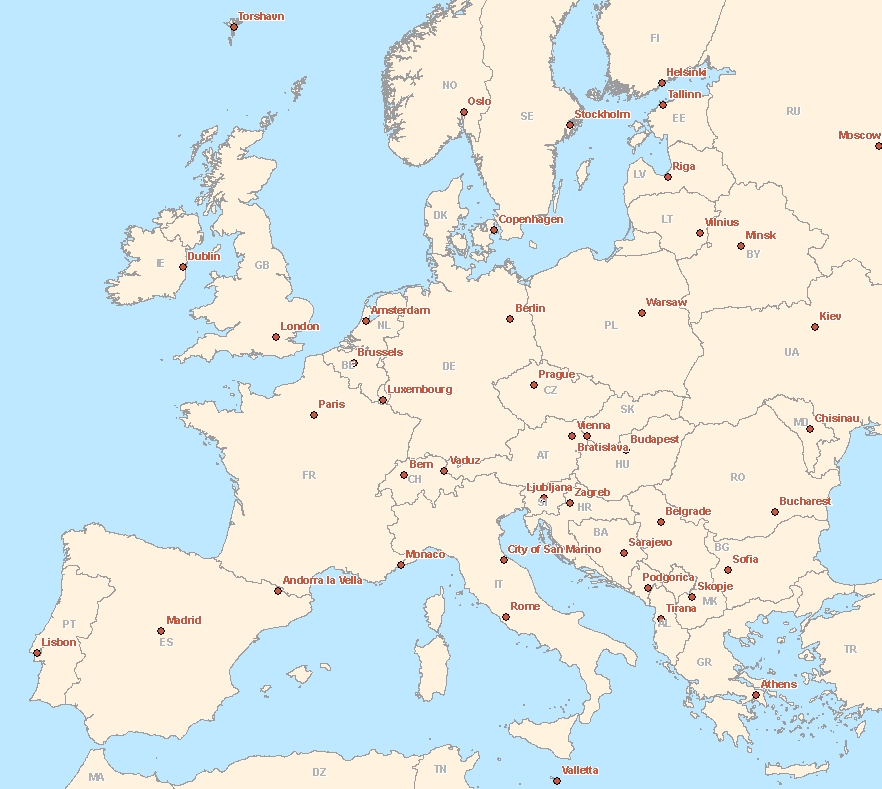 capital cities of europe