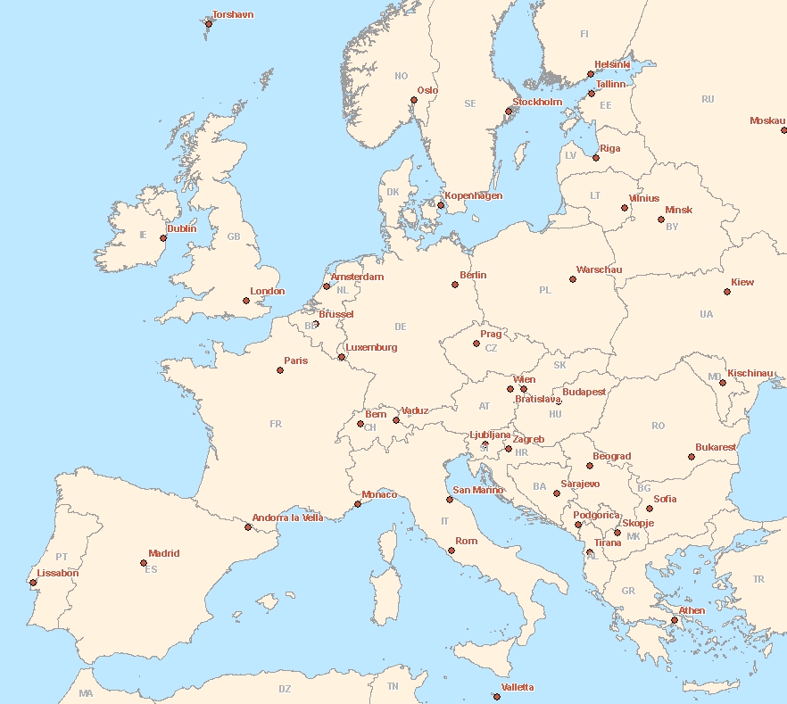 hauptstadte von europa